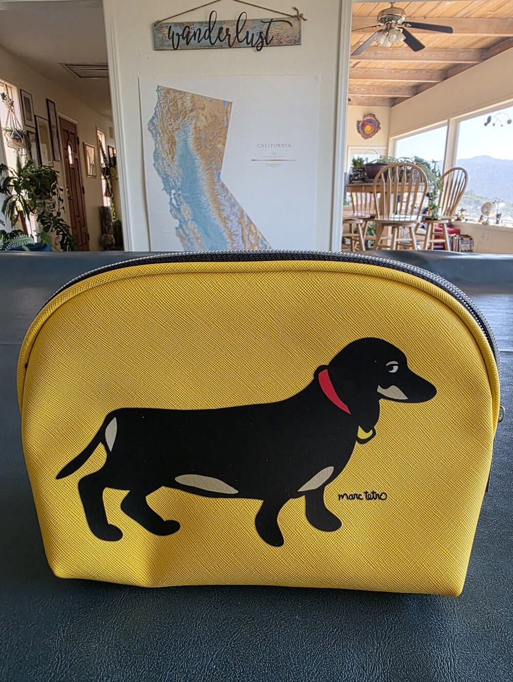 Marc Tetro Yellow Dachshund Cosmetic Bag